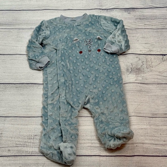 Kyle & Deena Baby Plush Footed Sleeper 3-6M Blue Bear One-Piece - Picture 2 of 11